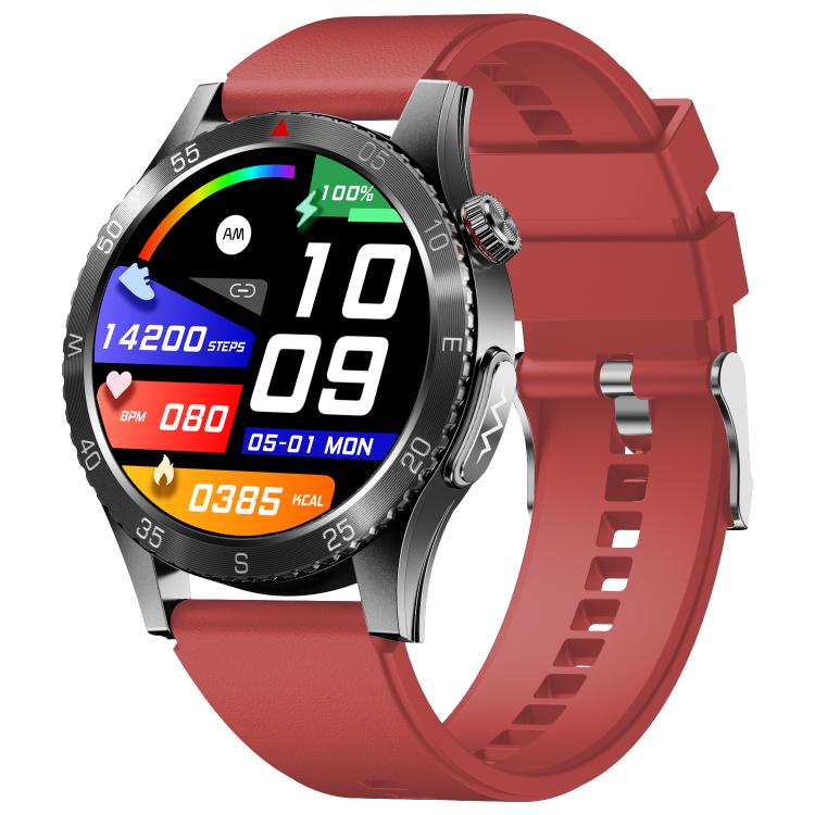 H9 1.43 inch Silicone Strap ECG Smart Watch Supports Bluetooth Calls/Smart Voice Assistant(Red) - Smart Watches by buy2fix | Online Shopping UK | buy2fix