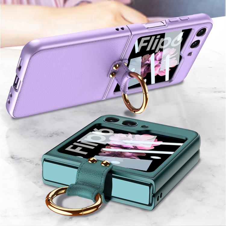 For Samsung Galaxy Z Flip6 GKK Integrated Ultra-thin Leather Phone Case with Ring Holder(Purple) - Galaxy Z Flip6 5G Cases by GKK | Online Shopping UK | buy2fix