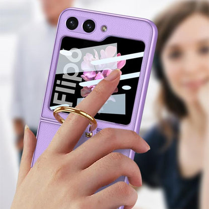 For Samsung Galaxy Z Flip6 GKK Integrated Ultra-thin Leather Phone Case with Ring Holder(Purple) - Galaxy Z Flip6 5G Cases by GKK | Online Shopping UK | buy2fix