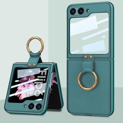For Samsung Galaxy Z Flip6 GKK Integrated Ultra-thin Leather Phone Case with Ring Holder(Green) - Galaxy Z Flip6 5G Cases by GKK | Online Shopping UK | buy2fix