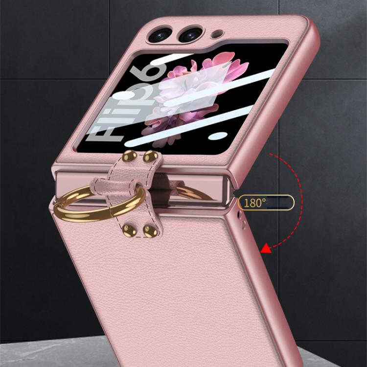 For Samsung Galaxy Z Flip6 GKK Integrated Ultra-thin Leather Phone Case with Ring Holder(Black) - Galaxy Z Flip6 5G Cases by GKK | Online Shopping UK | buy2fix