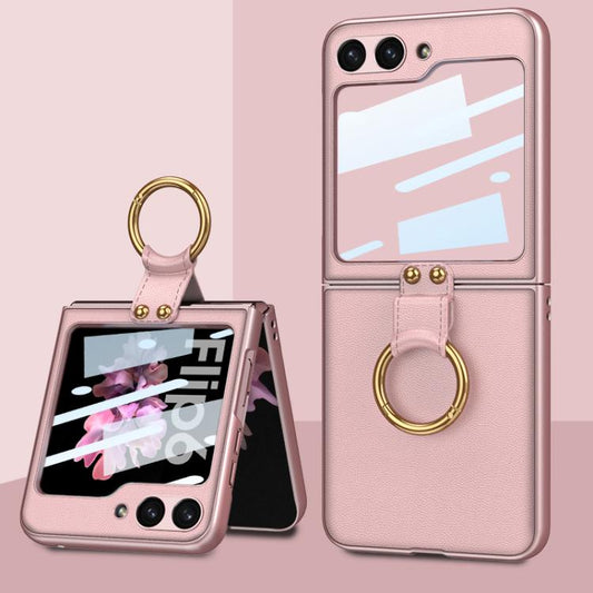 For Samsung Galaxy Z Flip6 / Flip7 FE GKK Integrated Ultra-thin Leather Phone Case with Ring Holder(Pink) - Galaxy Z Flip6 5G Cases by GKK | Online Shopping UK | buy2fix