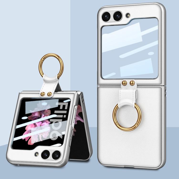 For Samsung Galaxy Z Flip6 GKK Integrated Ultra-thin Leather Phone Case with Ring Holder(Silver) - Galaxy Z Flip6 5G Cases by GKK | Online Shopping UK | buy2fix