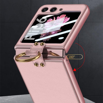 For Samsung Galaxy Z Flip6 GKK Integrated Ultra-thin Leather Phone Case with Ring Holder(Silver) - Galaxy Z Flip6 5G Cases by GKK | Online Shopping UK | buy2fix