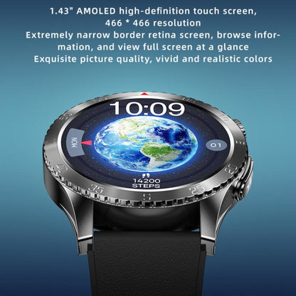 H9 1.43 inch Steel Strap ECG Smart Watch Supports Bluetooth Calls/Smart Voice Assistant(Black) - Smart Watches by buy2fix | Online Shopping UK | buy2fix