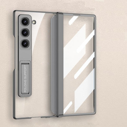 For Samsung Galaxy Z Fold6 GKK Integrated Magnetic Phantom Hinge Phone Case with Holder(Silver) - Galaxy Z Fold6 5G Cases by GKK | Online Shopping UK | buy2fix