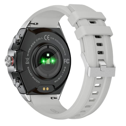 GT97 1.53 inch Round Screen 2 in 1 Bluetooth Earphone Silicone Strap Smart Watch Supports Bluetooth Calls(Silver) - Smart Watches by buy2fix | Online Shopping UK | buy2fix