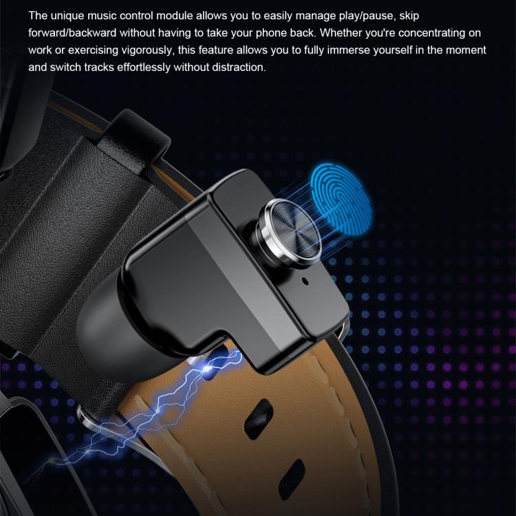 GT97 1.53 inch Round Screen 2 in 1 Bluetooth Earphone Silicone Strap Smart Watch Supports Bluetooth Calls(Black) - Smart Watches by buy2fix | Online Shopping UK | buy2fix