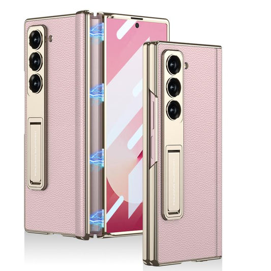 For Samsung Galaxy Z Fold6 GKK Integrated Magnetic Phantom Leather Hinge Phone Case with Holder(Pink) - Galaxy Z Fold6 5G Cases by GKK | Online Shopping UK | buy2fix