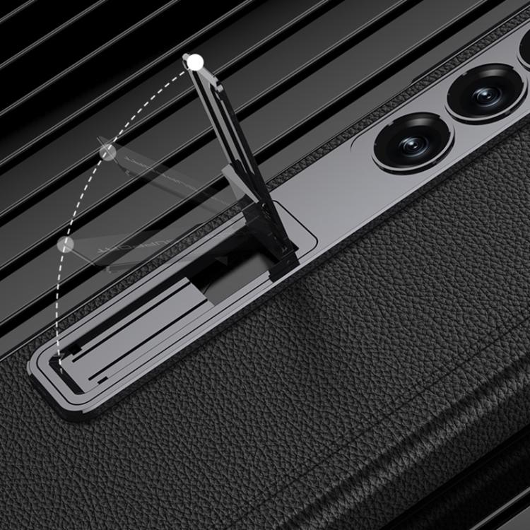 For Samsung Galaxy Z Fold6 GKK Integrated Magnetic Phantom Leather Hinge Phone Case with Holder(Carbon Fibre) - Galaxy Z Fold6 5G Cases by GKK | Online Shopping UK | buy2fix