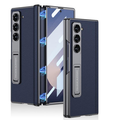 For Samsung Galaxy Z Fold6 GKK Integrated Magnetic Phantom Leather Hinge Phone Case with Holder(Blue) - Galaxy Z Fold6 5G Cases by GKK | Online Shopping UK | buy2fix