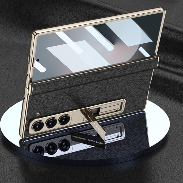 For Samsung Galaxy Z Fold6 GKK Integrated Magnetic Phantom Leather Hinge Phone Case with Holder(Mountain Gray) - Galaxy Z Fold6 5G Cases by GKK | Online Shopping UK | buy2fix