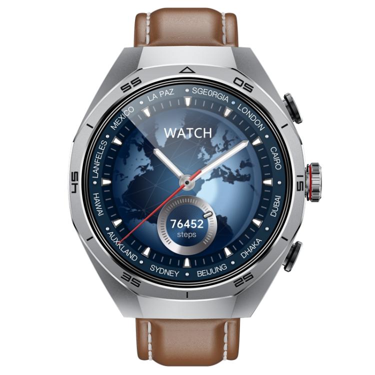 GT97 1.53 inch Round Screen 2 in 1 Bluetooth Earphone Leather Strap Smart Watch Supports Bluetooth Calls(Silver) - Smart Watches by buy2fix | Online Shopping UK | buy2fix