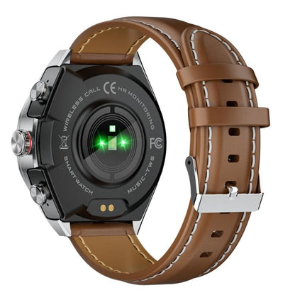 GT97 1.53 inch Round Screen 2 in 1 Bluetooth Earphone Leather Strap Smart Watch Supports Bluetooth Calls(Silver) - Smart Watches by buy2fix | Online Shopping UK | buy2fix