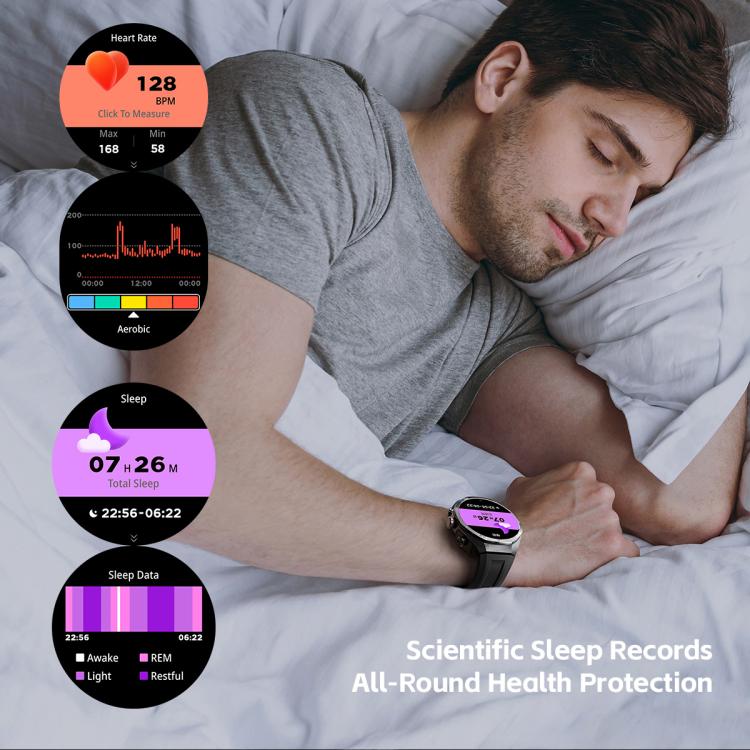 GT97 1.53 inch Round Screen 2 in 1 Bluetooth Earphone Leather Strap Smart Watch Supports Bluetooth Calls(Silver) - Smart Watches by buy2fix | Online Shopping UK | buy2fix