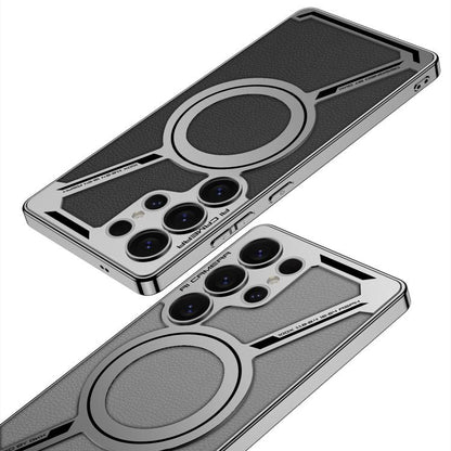 For Samsung Galaxy S25 Ultra 5G GKK Electroplating Leather Z-Shape MagSafe Phone Case, Not Included Pen(Black) - Galaxy S25 Ultra 5G Cases by GKK | Online Shopping UK | buy2fix