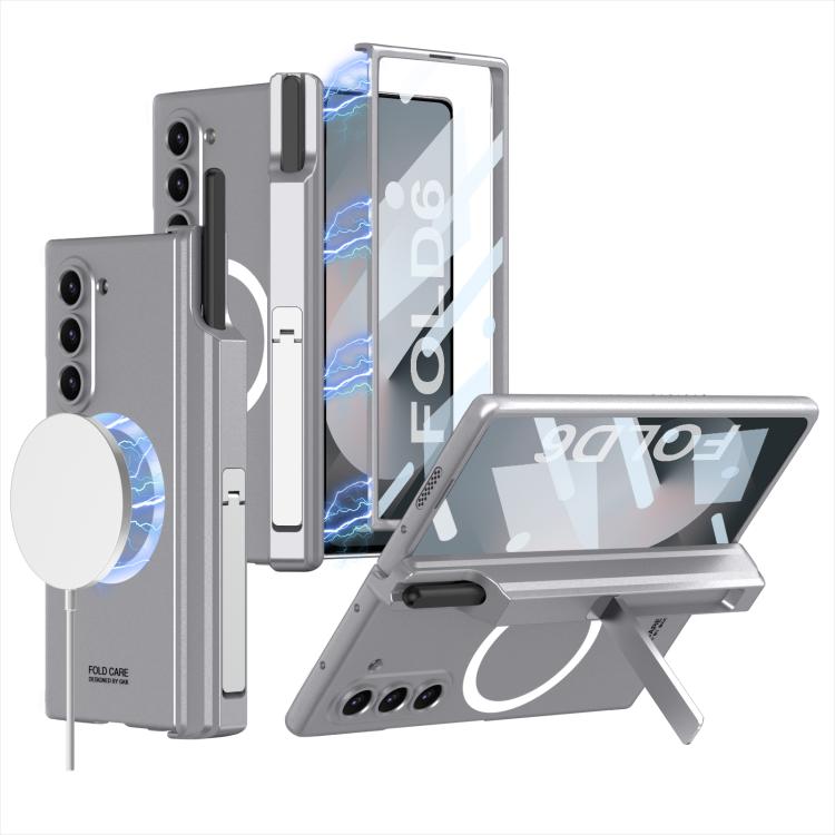 For Samsung Galaxy Z Fold6 GKK Integrated MagSafe Folding Phone Case with Pen Box, Not Included Pen(Mountain Gray) - Galaxy Z Fold6 5G Cases by GKK | Online Shopping UK | buy2fix