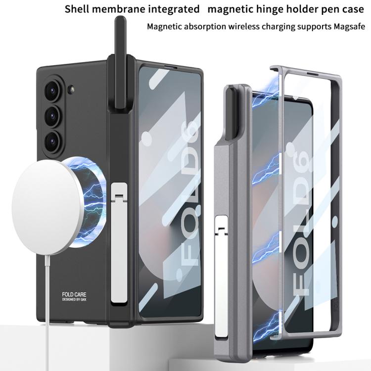 For Samsung Galaxy Z Fold6 GKK Integrated MagSafe Folding Phone Case with Pen Box, Not Included Pen(Mountain Gray) - Galaxy Z Fold6 5G Cases by GKK | Online Shopping UK | buy2fix