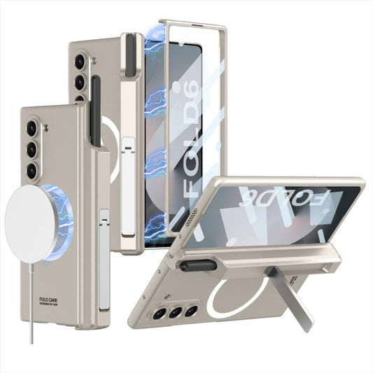 For Samsung Galaxy Z Fold6 GKK Integrated MagSafe Folding Phone Case with Pen Box, Not Included Pen(Titanium Gray) - Galaxy Z Fold6 5G Cases by GKK | Online Shopping UK | buy2fix