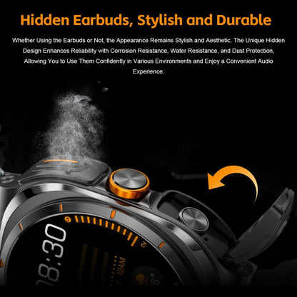 GT98 1.53 inch 2 in 1 Bluetooth Headphone IP67 Waterproof Smart Watch Supports Blood Oxygen Monitoring(Silver Orange) - Smart Watches by buy2fix | Online Shopping UK | buy2fix