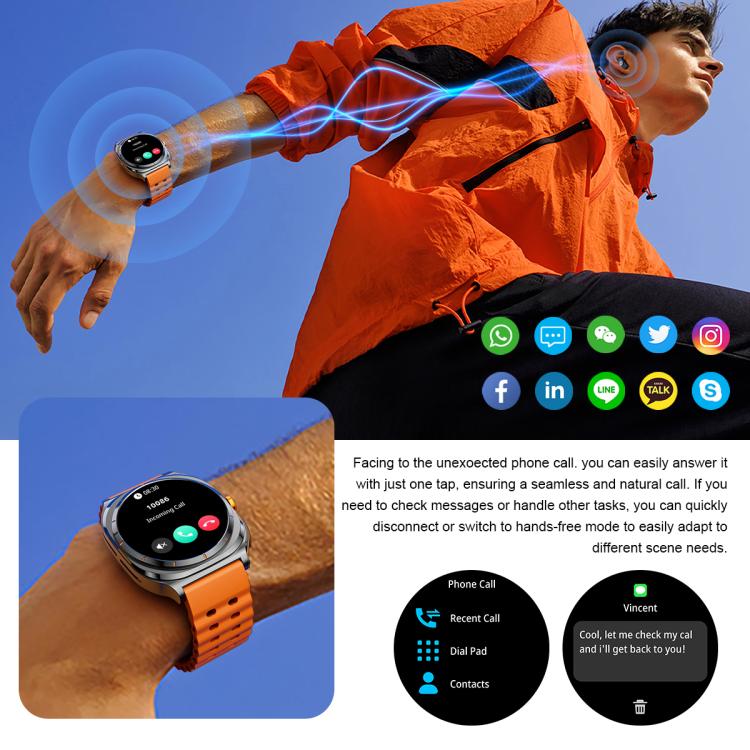 GT98 1.53 inch 2 in 1 Bluetooth Headphone IP67 Waterproof Smart Watch Supports Blood Oxygen Monitoring(Black Orange) - Smart Watches by buy2fix | Online Shopping UK | buy2fix