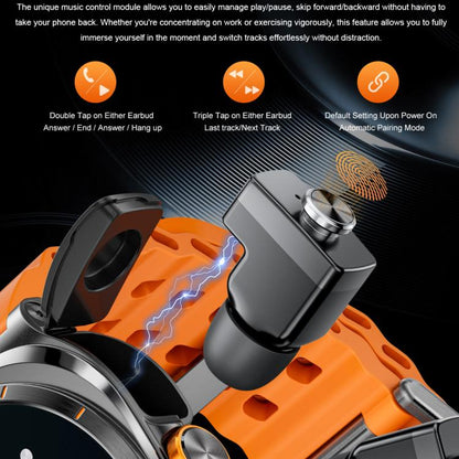 GT98 1.53 inch 2 in 1 Bluetooth Headphone IP67 Waterproof Smart Watch Supports Blood Oxygen Monitoring(Silver Orange) - Smart Watches by buy2fix | Online Shopping UK | buy2fix