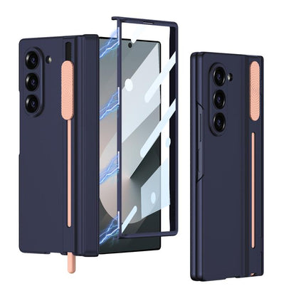 For Samsung Galaxy Z Fold6 GKK Integrated Magnetic Folding Hinge Adjust Gear Phone Case with Pen Slots(Blue) - Galaxy Z Fold6 5G Cases by GKK | Online Shopping UK | buy2fix