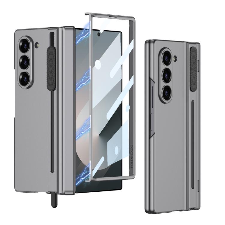 For Samsung Galaxy Z Fold6 GKK Integrated Magnetic Folding Hinge Adjust Gear Phone Case with Pen Slots(Mountain Gray) - Galaxy Z Fold6 5G Cases by GKK | Online Shopping UK | buy2fix