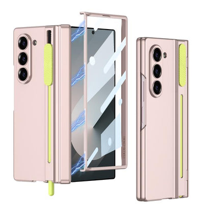 For Samsung Galaxy Z Fold6 GKK Integrated Magnetic Folding Hinge Adjust Gear Phone Case with Pen Slots(Rose Pink) - Galaxy Z Fold6 5G Cases by GKK | Online Shopping UK | buy2fix