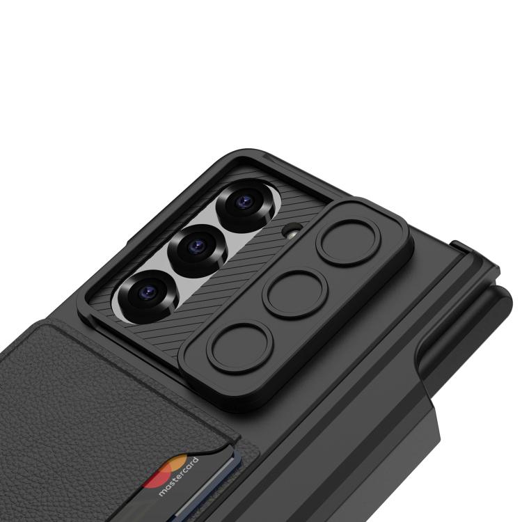 For Samsung Galaxy Z Fold6 GKK Integrated Magnetic Folding Hinge Sliding Lens Cover Card Bag Phone Case with Pen Slots(Titanium Gray) - Galaxy Z Fold6 5G Cases by GKK | Online Shopping UK | buy2fix