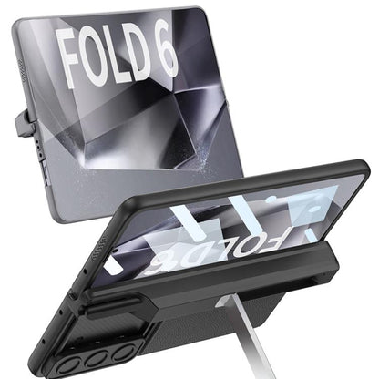 For Samsung Galaxy Z Fold6 GKK Integrated Magnetic Folding Hinge Sliding Lens Cover Card Bag Phone Case with Pen Slots(Silver) - Galaxy Z Fold6 5G Cases by GKK | Online Shopping UK | buy2fix
