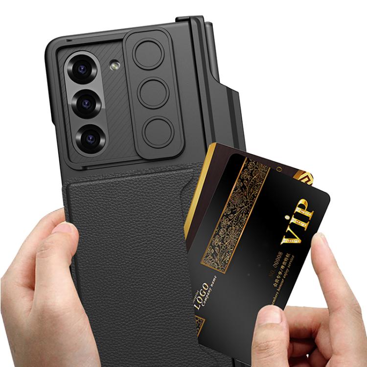 For Samsung Galaxy Z Fold6 GKK Integrated Magnetic Folding Hinge Sliding Lens Cover Card Bag Phone Case with Pen Slots(Silver) - Galaxy Z Fold6 5G Cases by GKK | Online Shopping UK | buy2fix