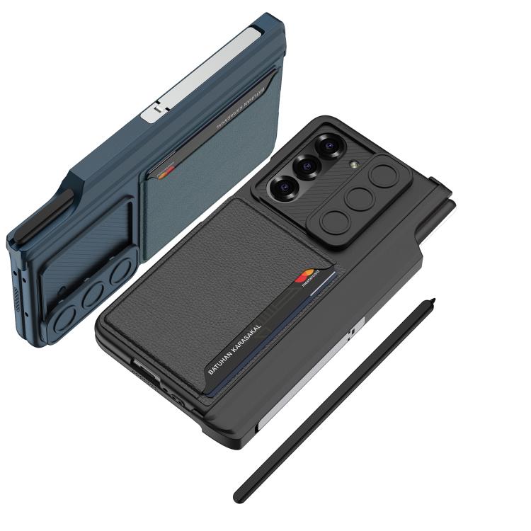 For Samsung Galaxy Z Fold6 GKK Integrated Magnetic Folding Hinge Sliding Lens Cover Card Bag Phone Case with Pen Slots(Silver) - Galaxy Z Fold6 5G Cases by GKK | Online Shopping UK | buy2fix