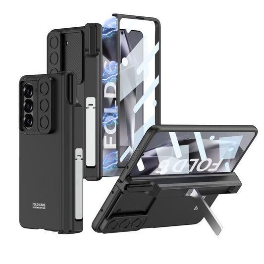 For Samsung Galaxy Z Fold6 GKK Integrated Magnetic Folding Hinge Sliding Lens Cover Phone Case with Pen Slots(Black) - Galaxy Z Fold6 5G Cases by GKK | Online Shopping UK | buy2fix