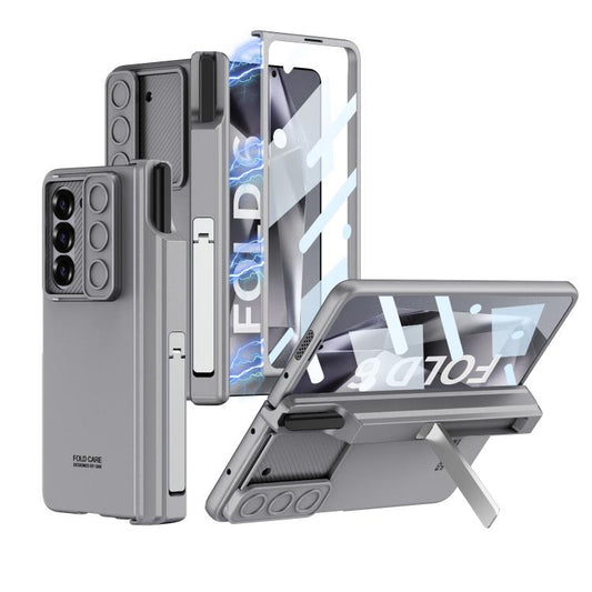For Samsung Galaxy Z Fold6 GKK Integrated Magnetic Folding Hinge Sliding Lens Cover Phone Case with Pen Slots(Mountain Gray) - Galaxy Z Fold6 5G Cases by GKK | Online Shopping UK | buy2fix