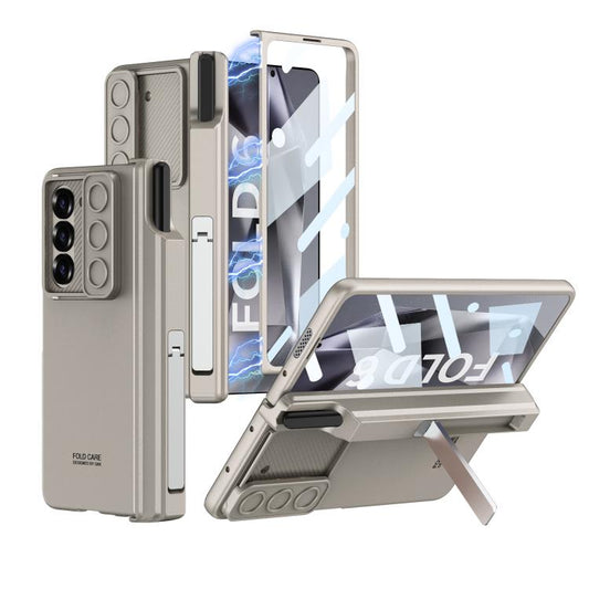 For Samsung Galaxy Z Fold6 GKK Integrated Magnetic Folding Hinge Sliding Lens Cover Phone Case with Pen Slots(Titanium Gray) - Galaxy Z Fold6 5G Cases by GKK | Online Shopping UK | buy2fix