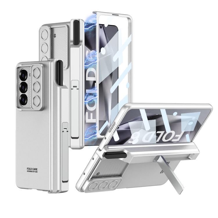 For Samsung Galaxy Z Fold6 GKK Integrated Magnetic Folding Hinge Sliding Lens Cover Phone Case with Pen Slots(Silver) - Galaxy Z Fold6 5G Cases by GKK | Online Shopping UK | buy2fix