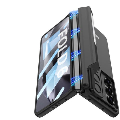 For Samsung Galaxy Z Fold6 GKK Integrated Magnetic Folding Hinge Sliding Lens Cover Phone Case with Pen Slots(Silver) - Galaxy Z Fold6 5G Cases by GKK | Online Shopping UK | buy2fix