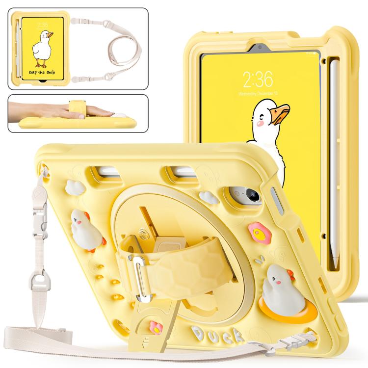 For iPad mini 2024 / mini 6 Duck Rotation Kickstand Silicone Hybrid PC Tablet Case(Yellow) - iPad mini 2024 Cases by buy2fix | Online Shopping UK | buy2fix