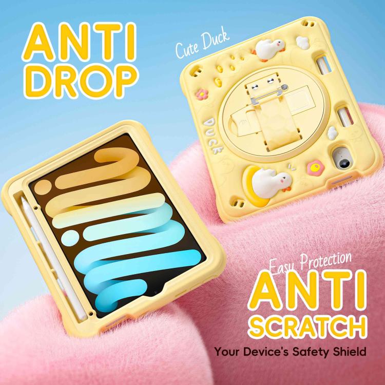 For iPad mini 2024 / mini 6 Duck Rotation Kickstand Silicone Hybrid PC Tablet Case(Yellow) - iPad mini 2024 Cases by buy2fix | Online Shopping UK | buy2fix