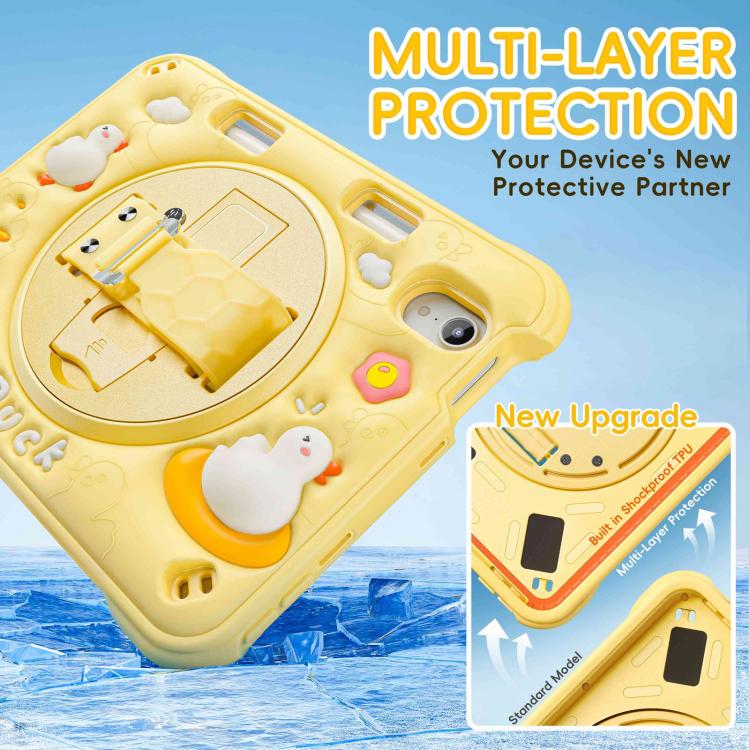 For iPad mini 2024 / mini 6 Duck Rotation Kickstand Silicone Hybrid PC Tablet Case(Yellow) - iPad mini 2024 Cases by buy2fix | Online Shopping UK | buy2fix