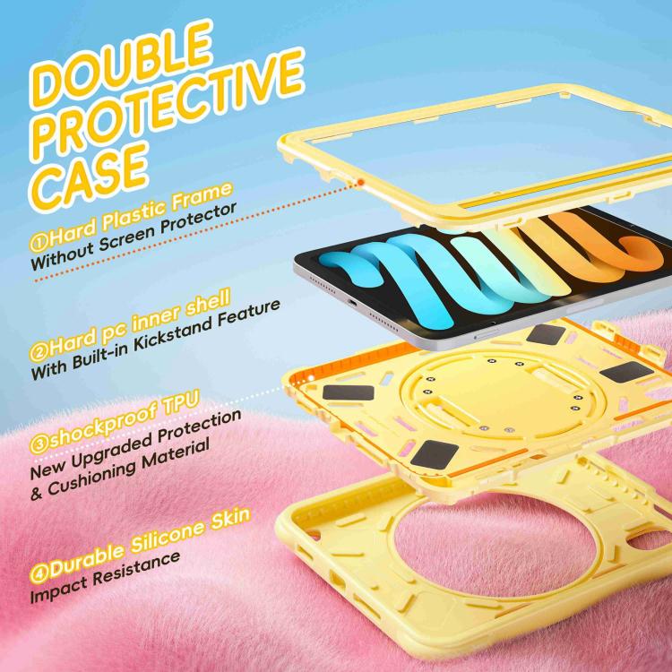 For iPad mini 2024 / mini 6 Duck Rotation Kickstand Silicone Hybrid PC Tablet Case(Yellow) - iPad mini 2024 Cases by buy2fix | Online Shopping UK | buy2fix