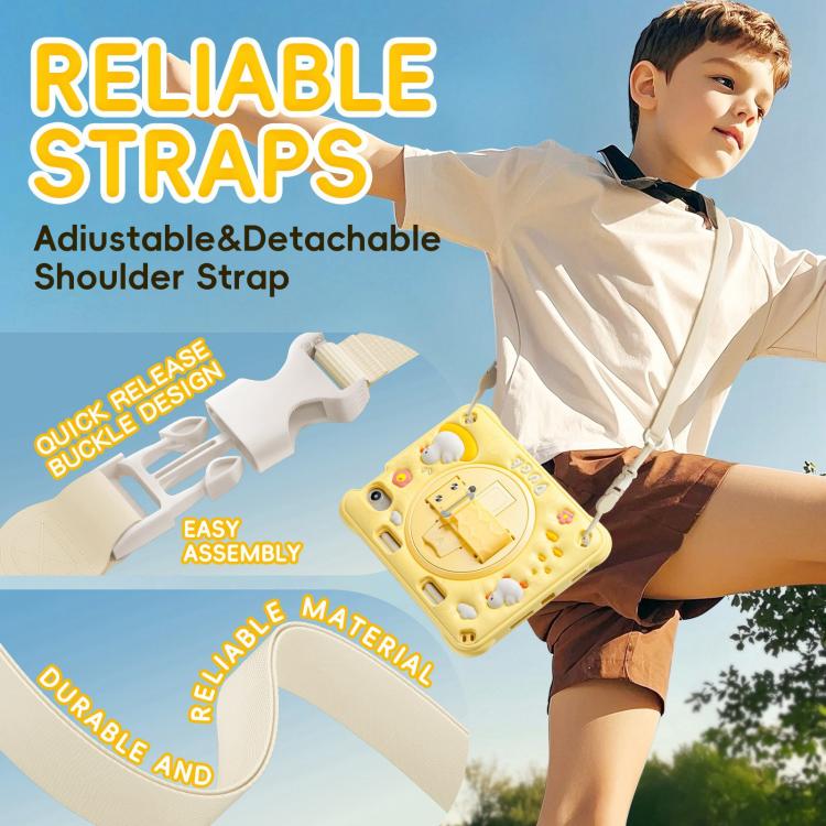 For iPad mini 2024 / mini 6 Duck Rotation Kickstand Silicone Hybrid PC Tablet Case(Yellow) - iPad mini 2024 Cases by buy2fix | Online Shopping UK | buy2fix