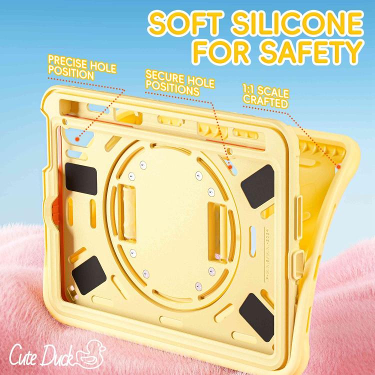 For iPad mini 2024 / mini 6 Duck Rotation Kickstand Silicone Hybrid PC Tablet Case(Yellow) - iPad mini 2024 Cases by buy2fix | Online Shopping UK | buy2fix