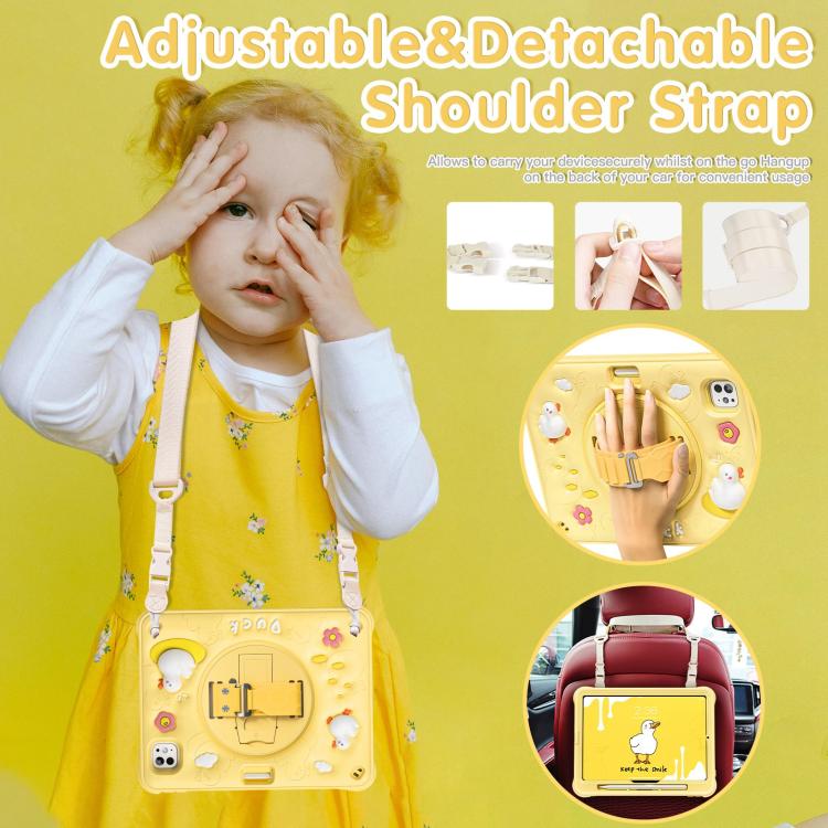 For iPad Pro 11 2024 Duck Rotation Kickstand Silicone Hybrid PC Tablet Case(Yellow) - iPad Pro 11 2024 Cases by buy2fix | Online Shopping UK | buy2fix
