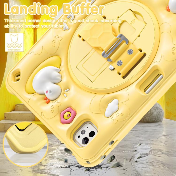 For iPad Pro 11 2024 Duck Rotation Kickstand Silicone Hybrid PC Tablet Case(Yellow) - iPad Pro 11 2024 Cases by buy2fix | Online Shopping UK | buy2fix