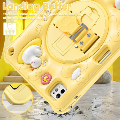For iPad Pro 11 2024 Duck Rotation Kickstand Silicone Hybrid PC Tablet Case(Yellow) - iPad Pro 11 2024 Cases by buy2fix | Online Shopping UK | buy2fix