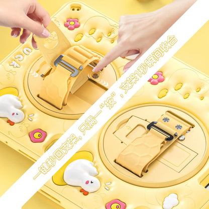 For iPad Pro 11 2024 Duck Rotation Kickstand Silicone Hybrid PC Tablet Case(Yellow) - iPad Pro 11 2024 Cases by buy2fix | Online Shopping UK | buy2fix