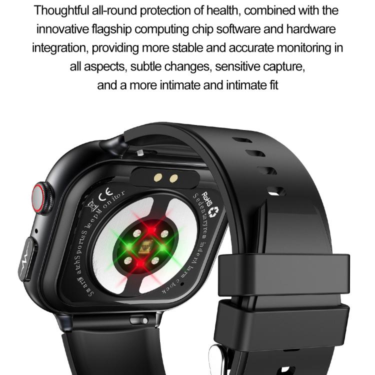TK17 1.91 inch Horizontal Screen Silicone Strap Smart Watch Supports ECG Electrocardiogram(Black) - Smart Watches by buy2fix | Online Shopping UK | buy2fix