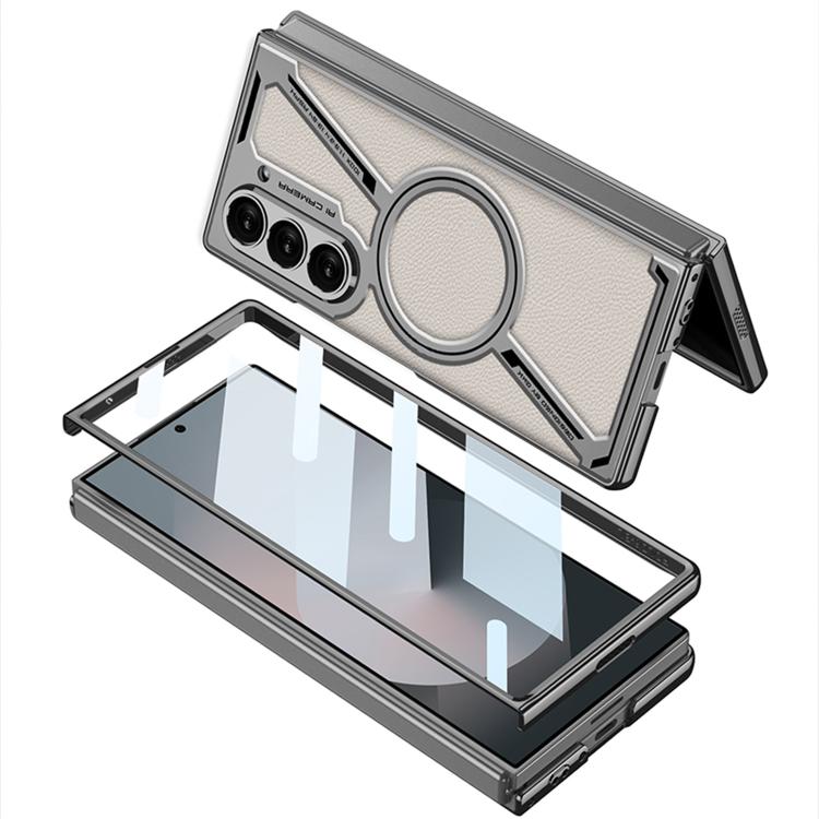 For Samsung Galaxy Z Fold6 GKK Integrated Electroplating Leather Z-Shape MagSafe Phone Case(Black) - Galaxy Z Fold6 5G Cases by GKK | Online Shopping UK | buy2fix